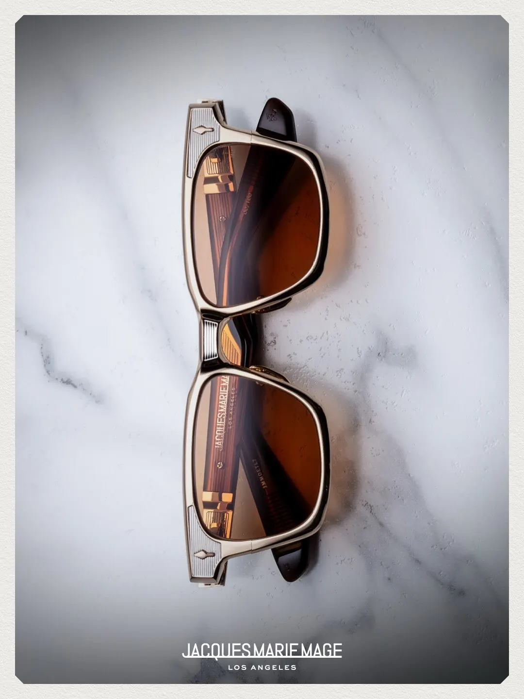 Jacques Marie Mage DEALAN Ti temple detail with 12mm cured cellulose acetate sleeve
