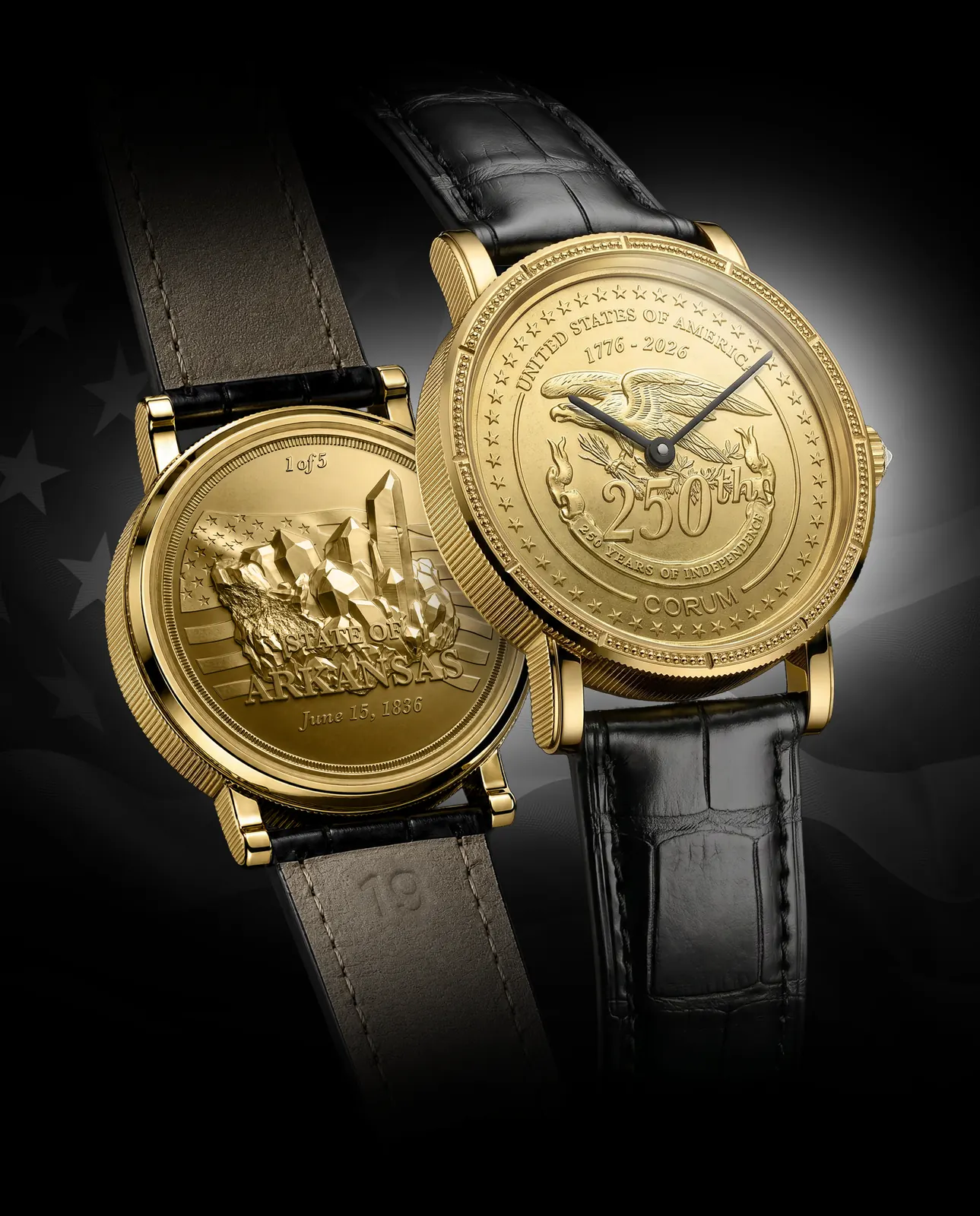 Corum Heritage Coin 2026 on textured vulcanised rubber strap, side profile showing 7.60mm case thickness