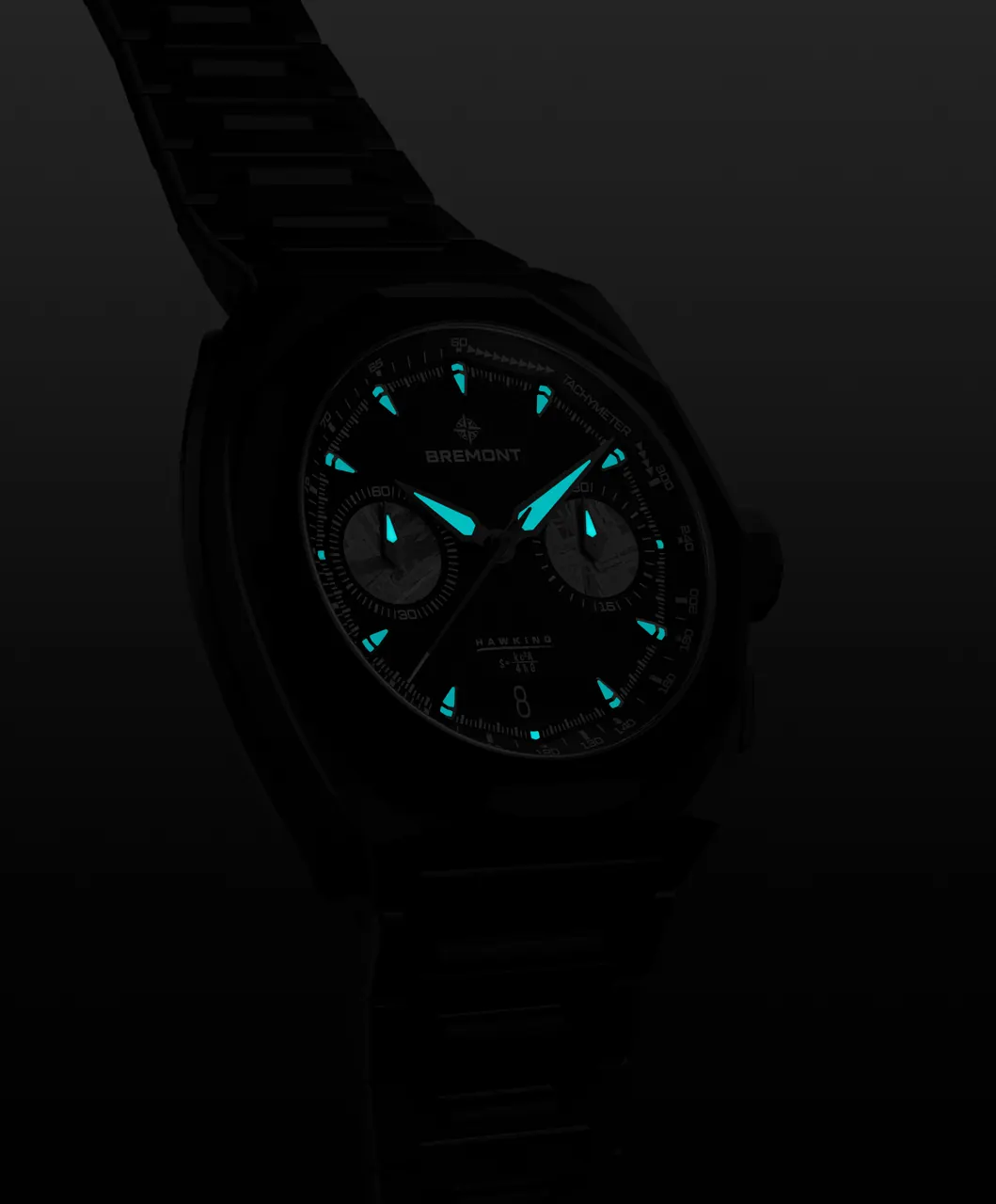 Bremont Supernova Hawking decahedral black ceramic bezel and angular case architecture detail