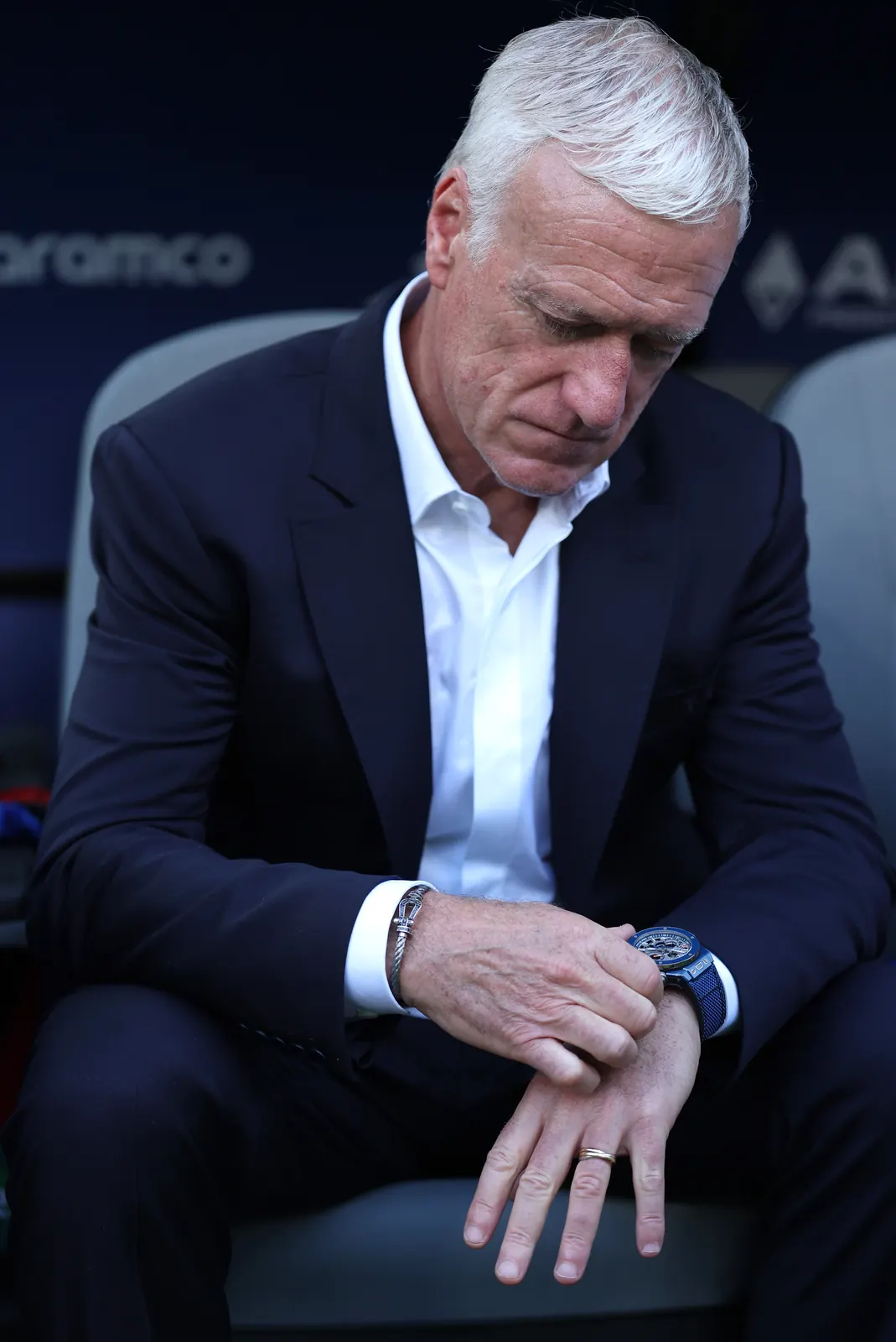 Didier Deschamps wearing Hublot Big Bang Reloaded Blue Ceramic 44mm at FIFA World Cup 2026