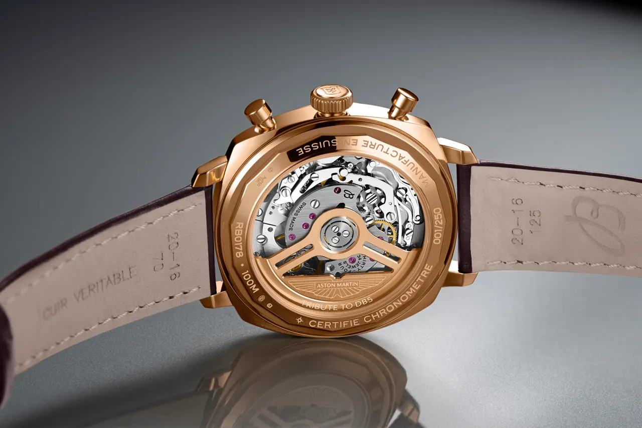 Breitling Manufacture Caliber 01 Aston Martin engraved rotor through sapphire caseback