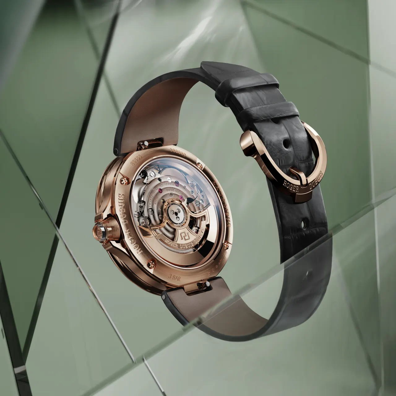 Roger Dubuis Excalibur Lady of the Lake on Sovereign Grey alligator strap with pearled effect