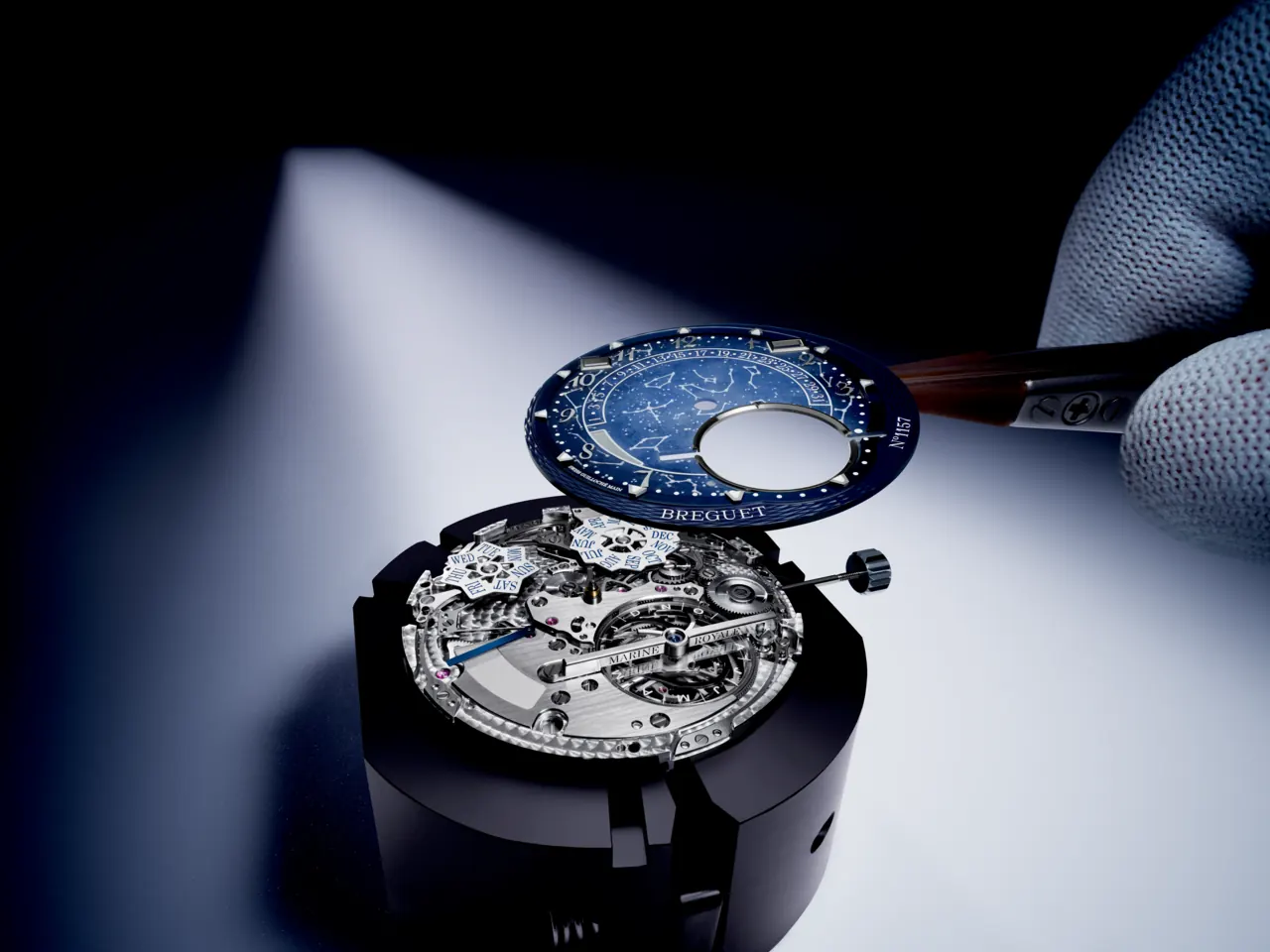 Breguet Marine Tourbillon Équation Marchante 5887 sapphire dial depicting Paris night sky on 26 June 1801