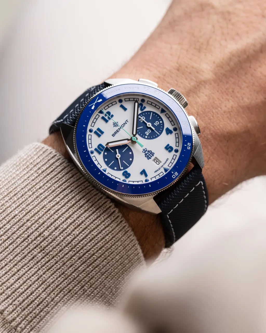 Bremont Terra Nova HRR Chronograph on steel bracelet wrist shot