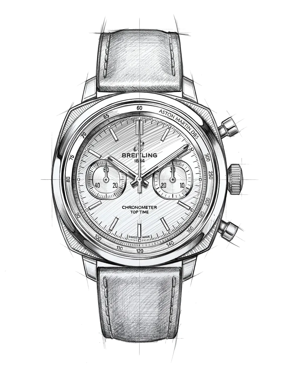 Breitling Top Time B01 DB5 brown calfskin leather strap and wooden rehaut ring detail