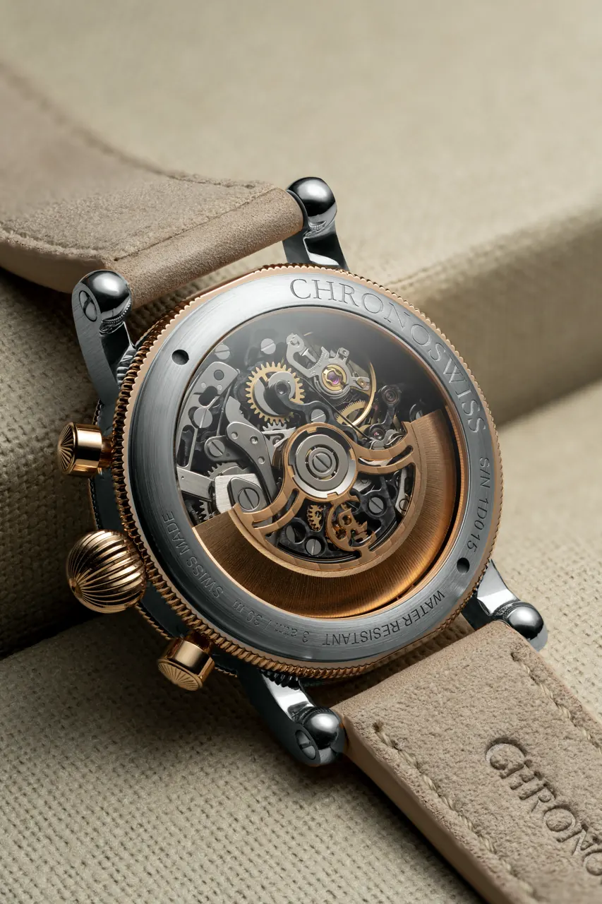 Chronoswiss Opus Dakar Sundown 41mm profile showing case height and red gold bezel