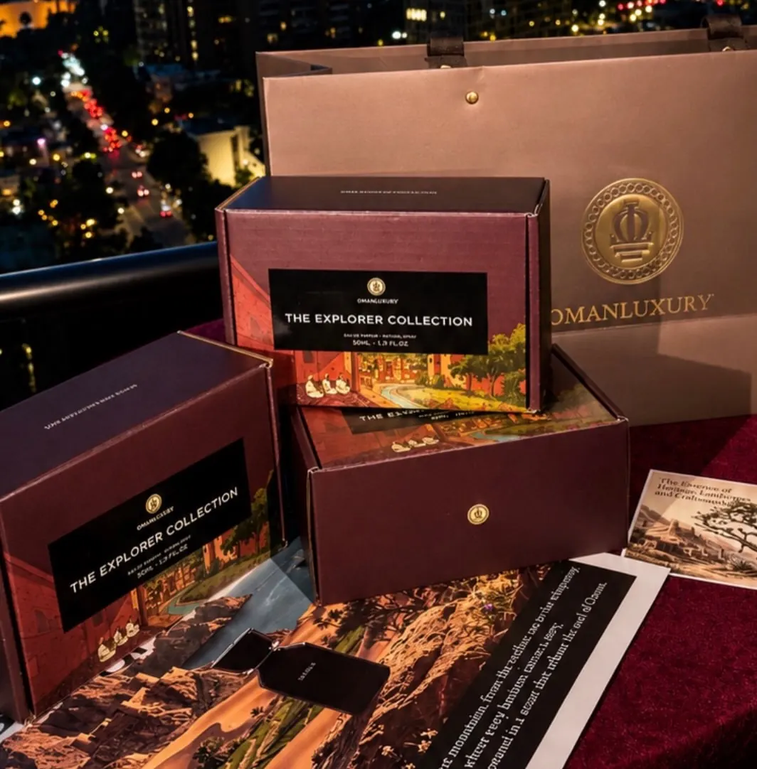 OMANLUXURY fragrance display at the Albania immersive presentation event 2026