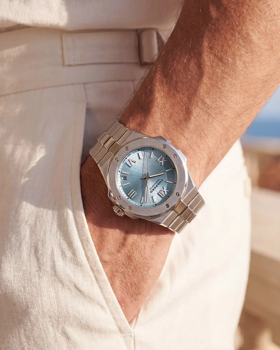 Chopard Alpine Eagle Rhone Blue 41mm in Lucent Steel with ice-blue sunray dial