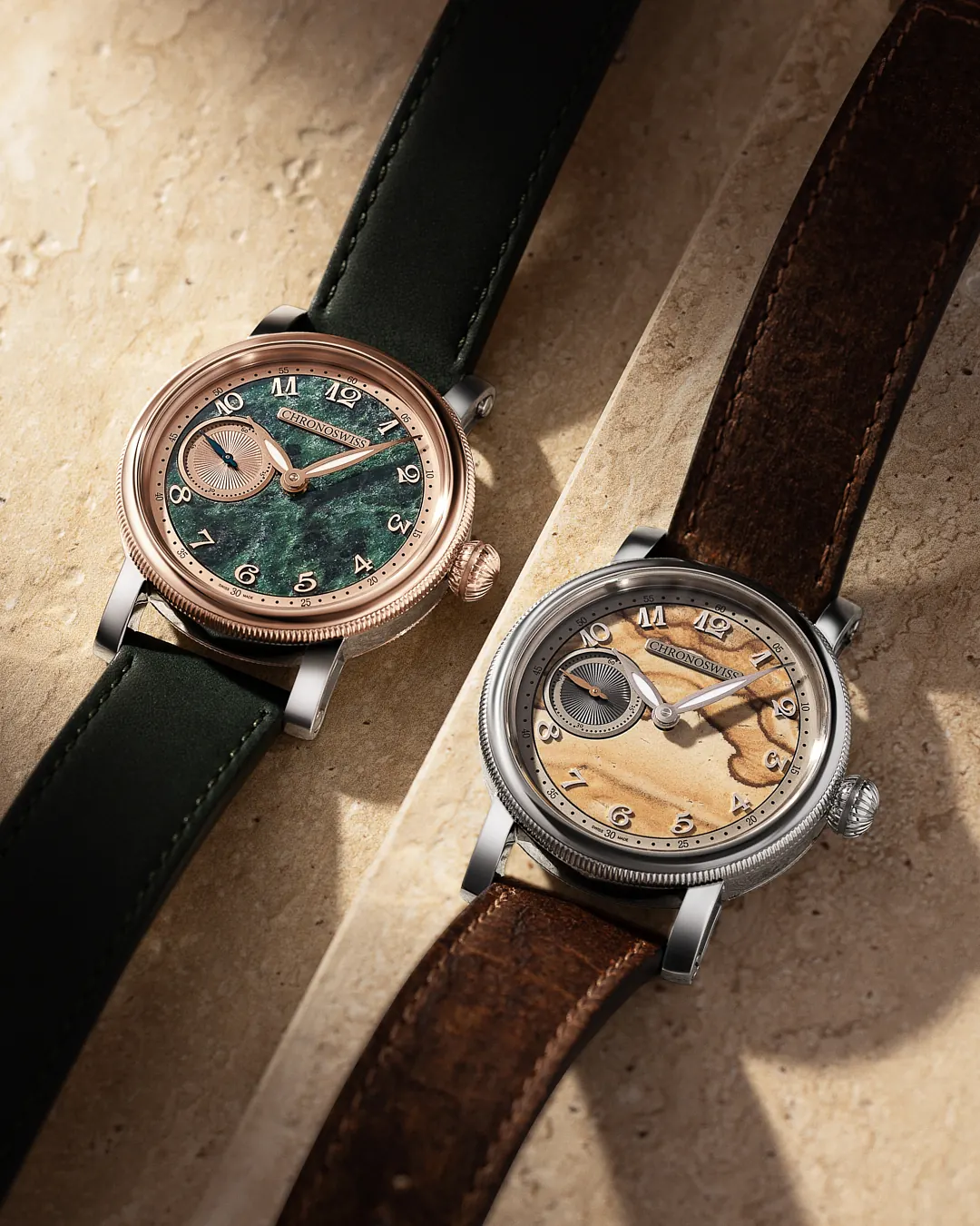Chronoswiss Small Second Jasper 40mm natural Jasper stone dial in stainless steel case
