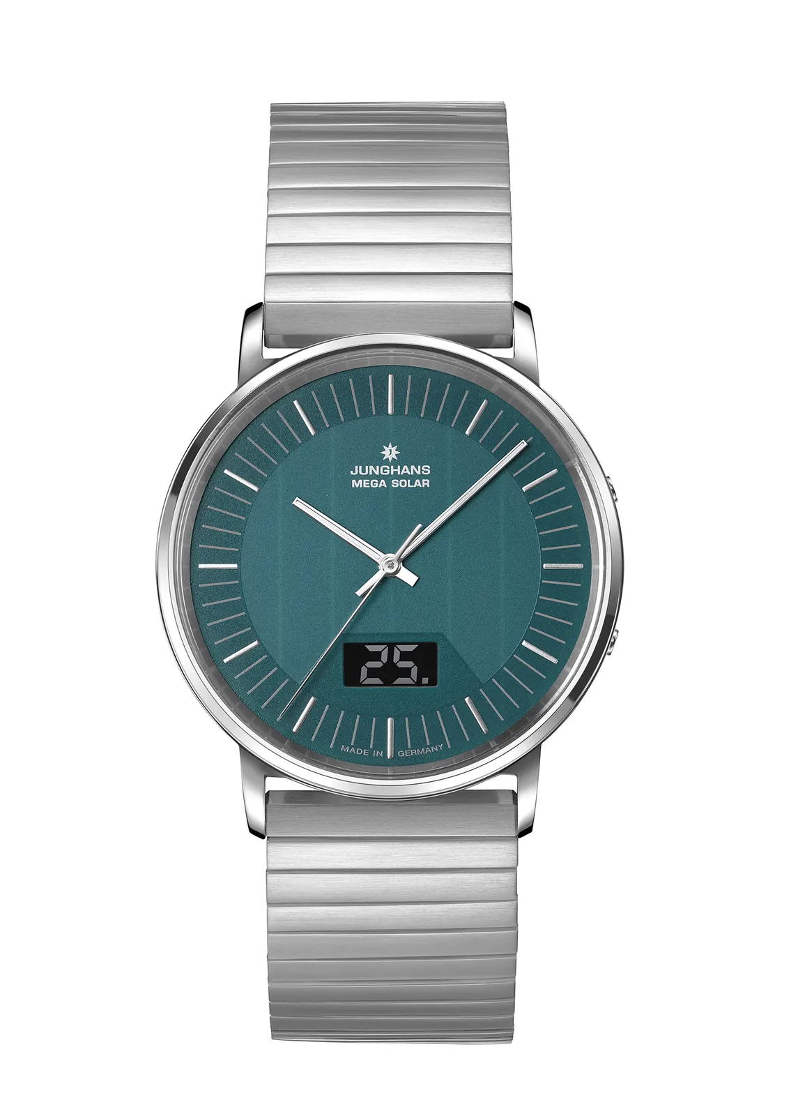 Junghans Milano MEGA Solar steel-blue dial on Milanese bracelet