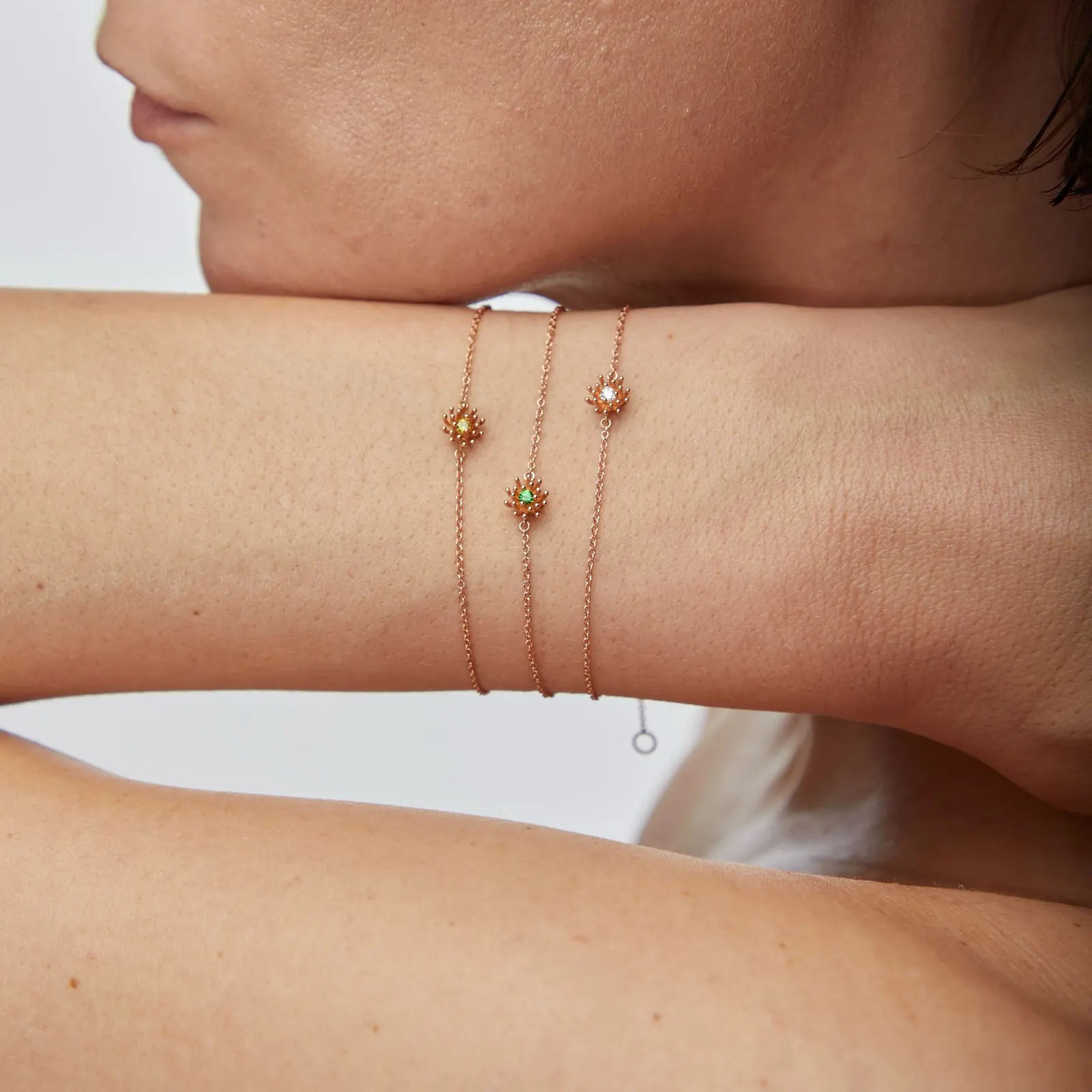 Mellerio Petit Cactus Vanille necklace in 18K pink gold with pink sapphire pistil motif