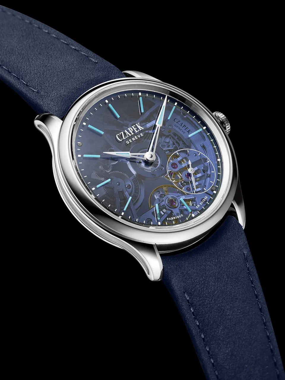 Czapek Promenade Transparencies Aqua Blue smoked sapphire dial front view