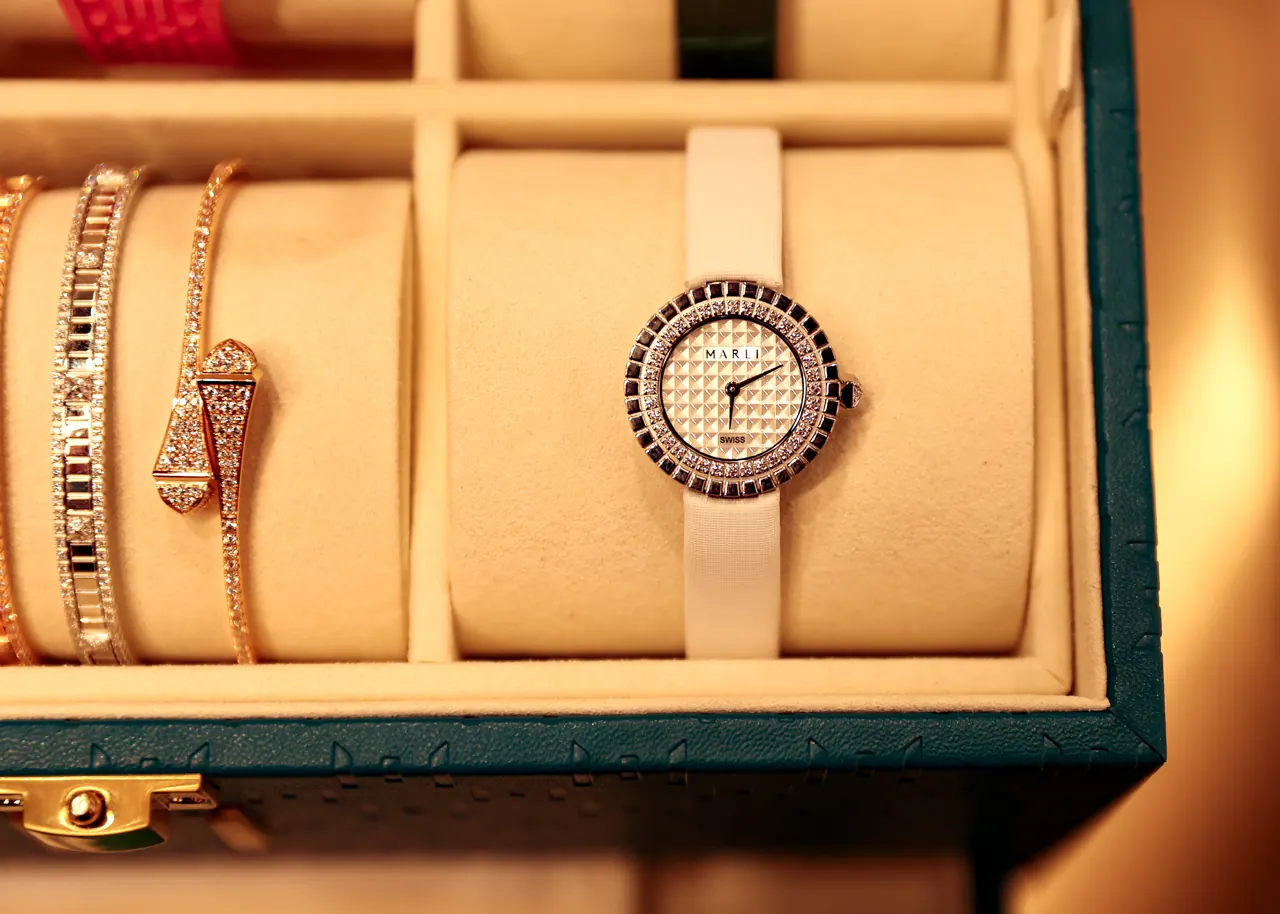 MARLI Timepiece collection display at Madison Avenue flagship boutique, July 2026
