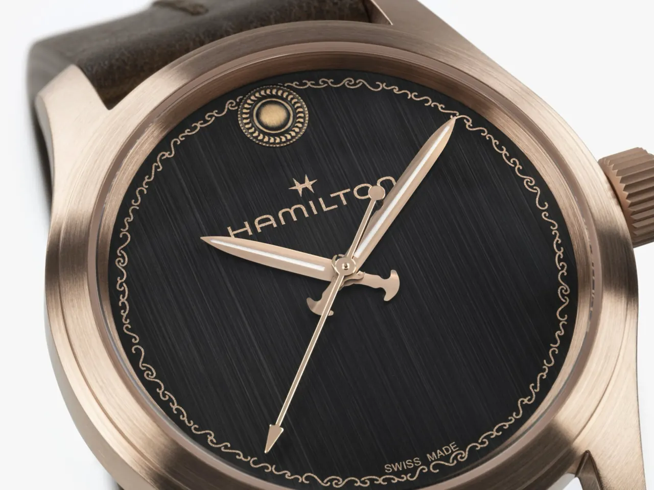Hamilton x The Odyssey case back engraved with Odysseus helmet and Christopher Nolan signature