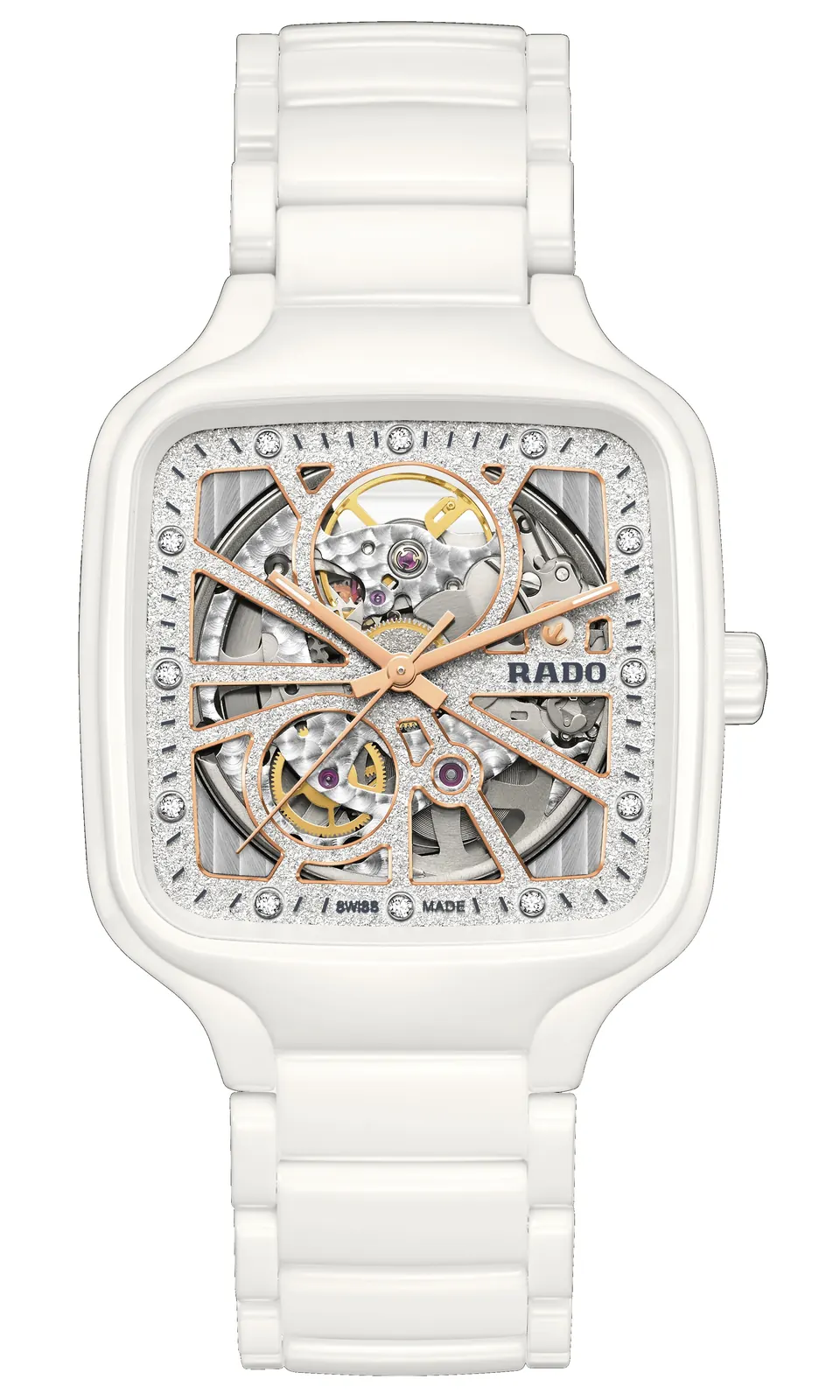 Rado True Square Open Heart R27073722 white high-tech ceramic automatic watch