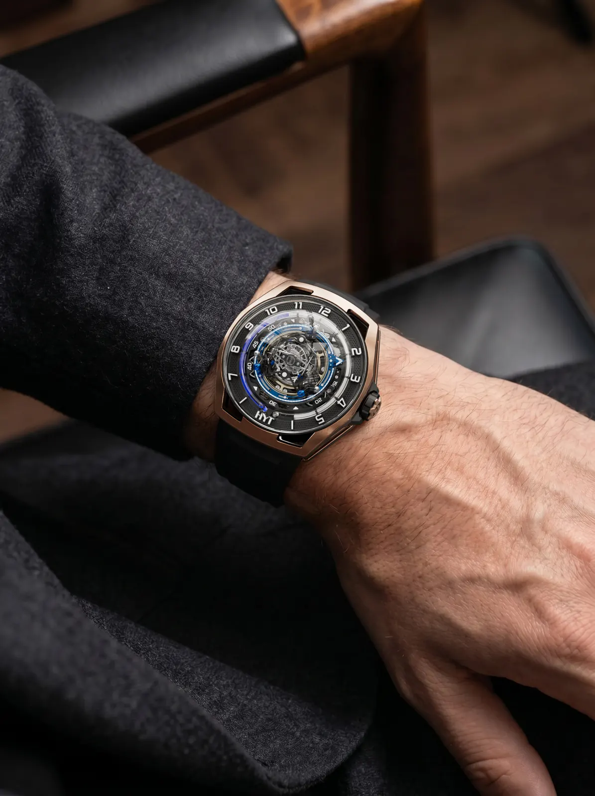 HYT Conical Tourbillon Midnight Blue caseback engraved HS-78 on limited edition piece
