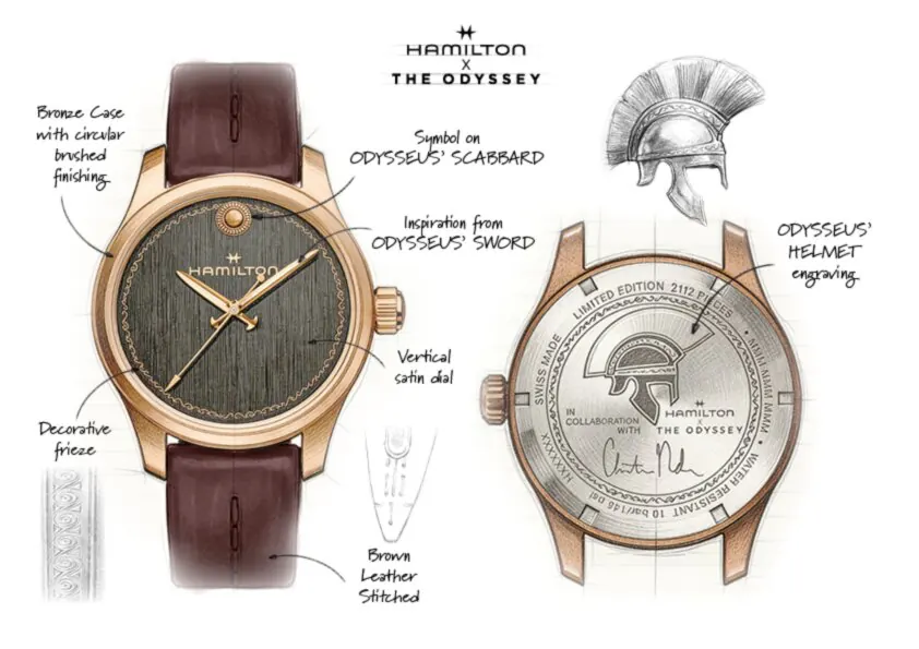 Hamilton x The Odyssey brown leather strap and titanium pin buckle
