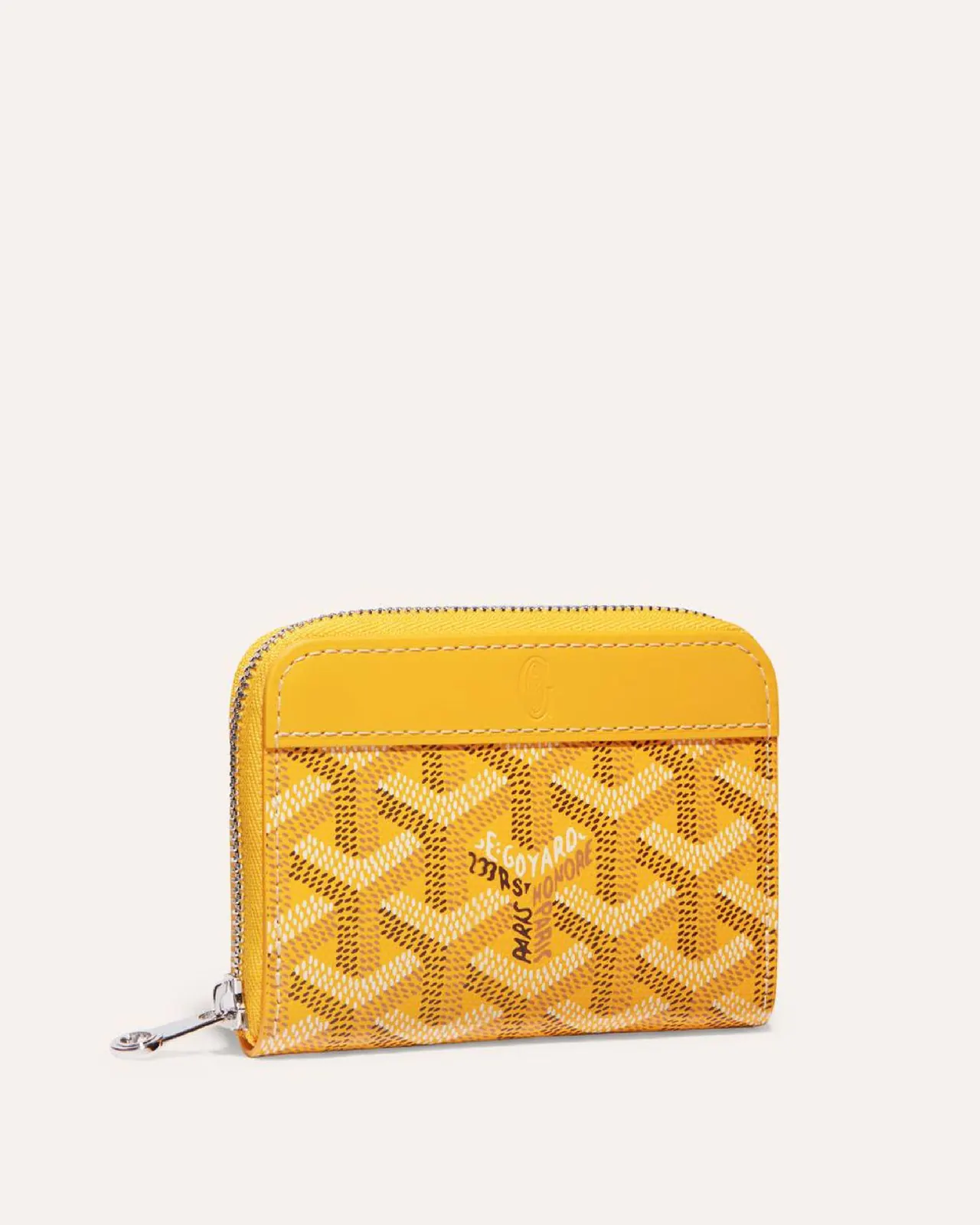Goyard Marigny wallet in navy blue with snap fastener and structured profile