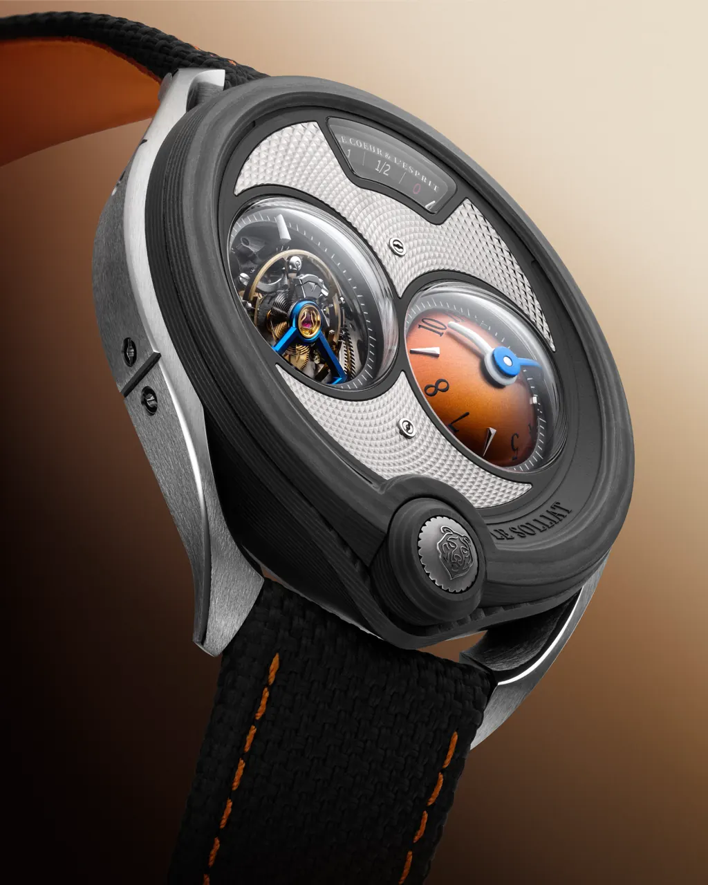 David Candaux DC6 Wildfire orange anodised titanium dial with 30-degree flying tourbillon