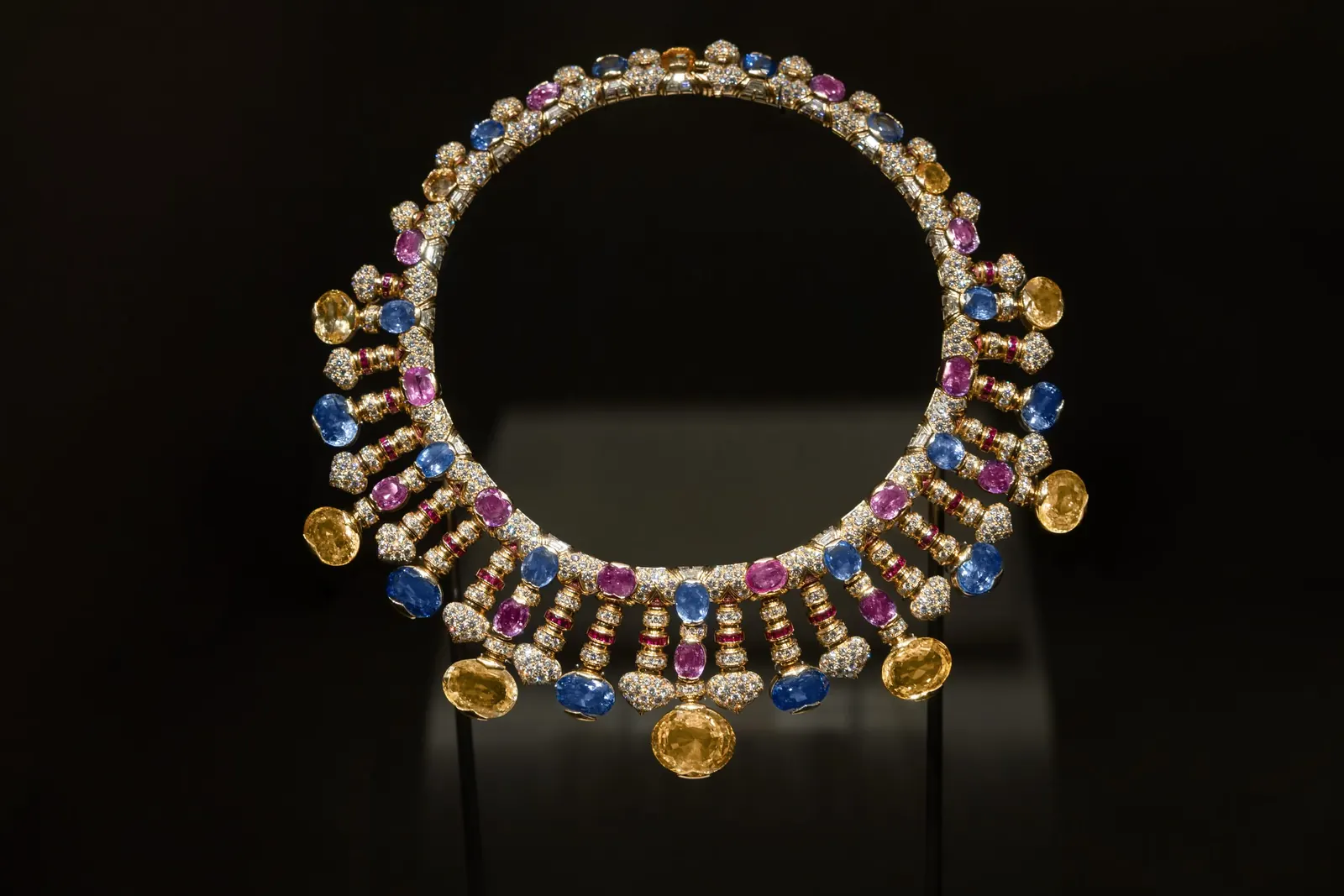 Bvlgari Kaleidos exhibition at Power Station of Art Shanghai, coloured gemstone jewellery display