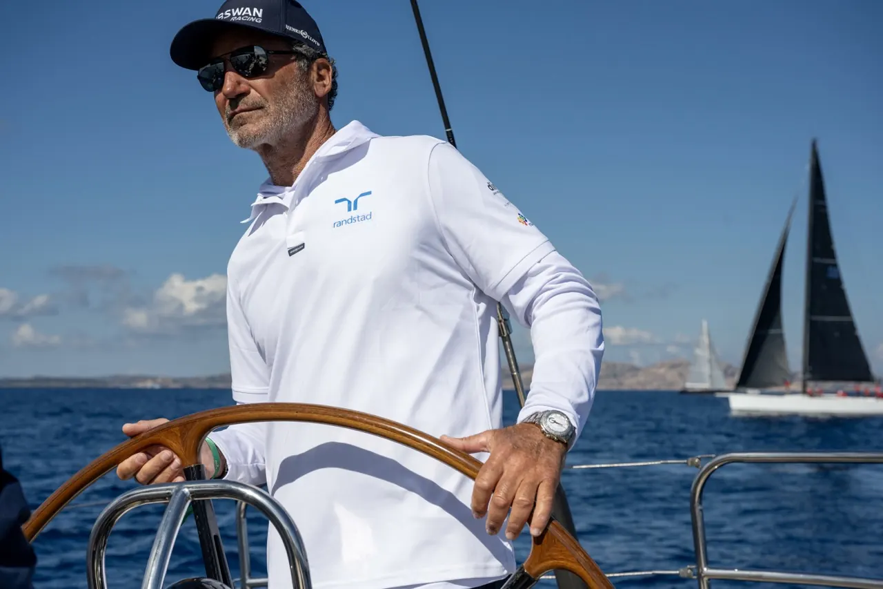 Fleet of Nautor Swan yachts racing at the Rolex Swan Cup 2026 in Porto Cervo, Sardinia