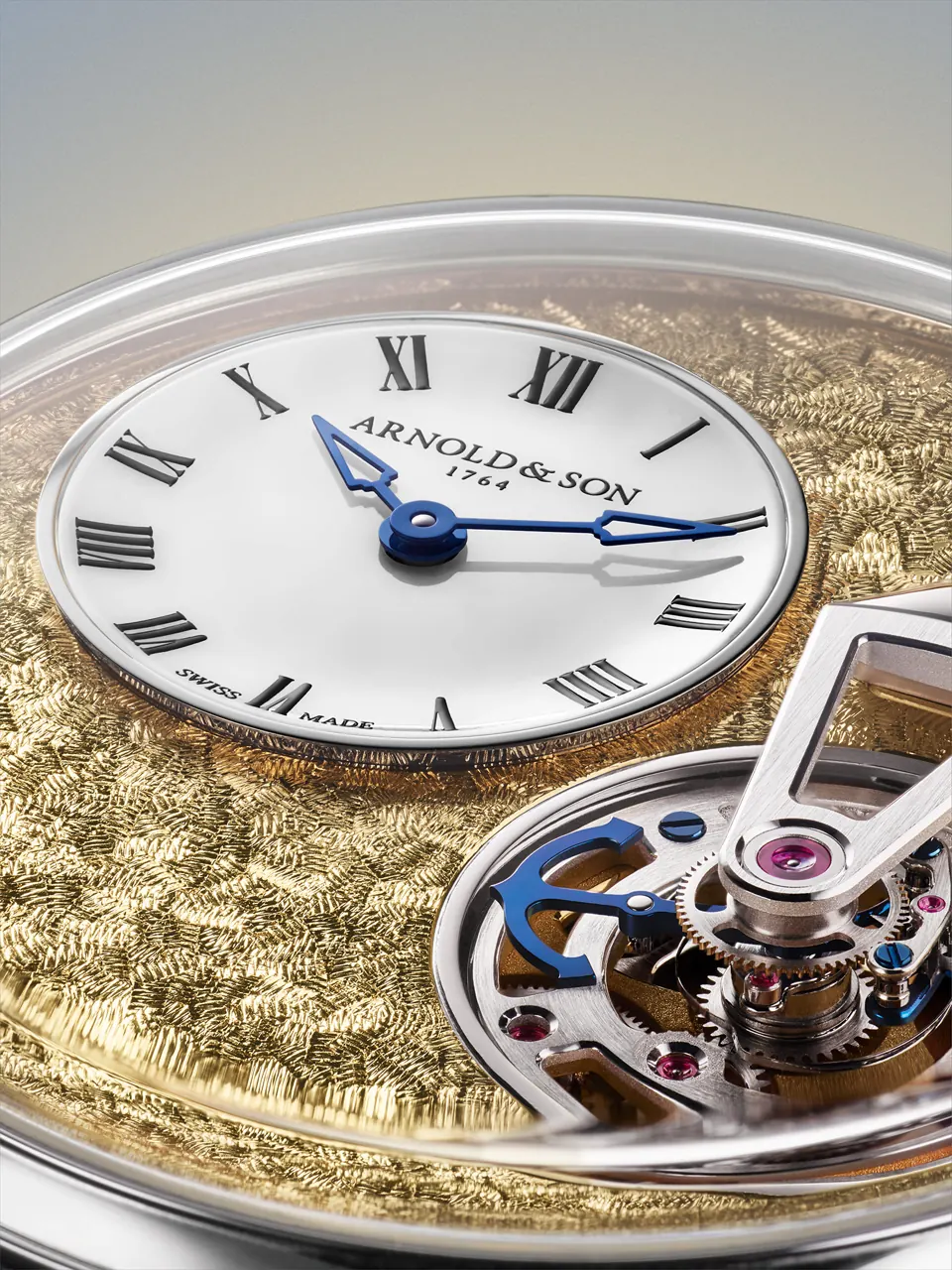 Arnold & Son Constant Force Tourbillon 11 Platinum Edition dial with hand-guilloché fern pattern