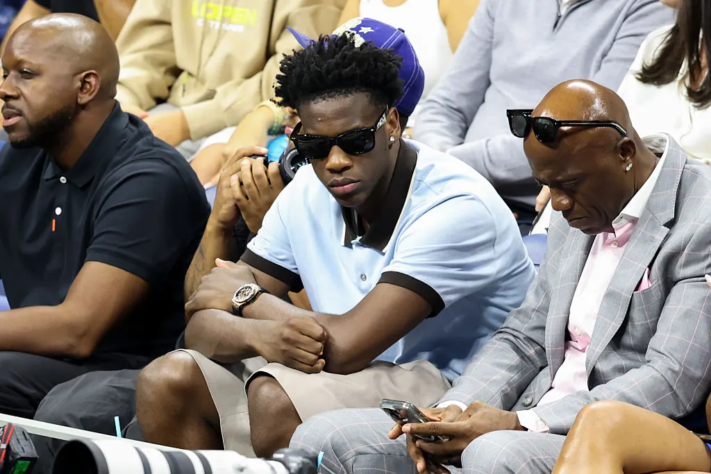 AJ Dybantsa wearing the Hublot Big Bang Unico King Gold Diamonds 44mm at the 2026 US Open