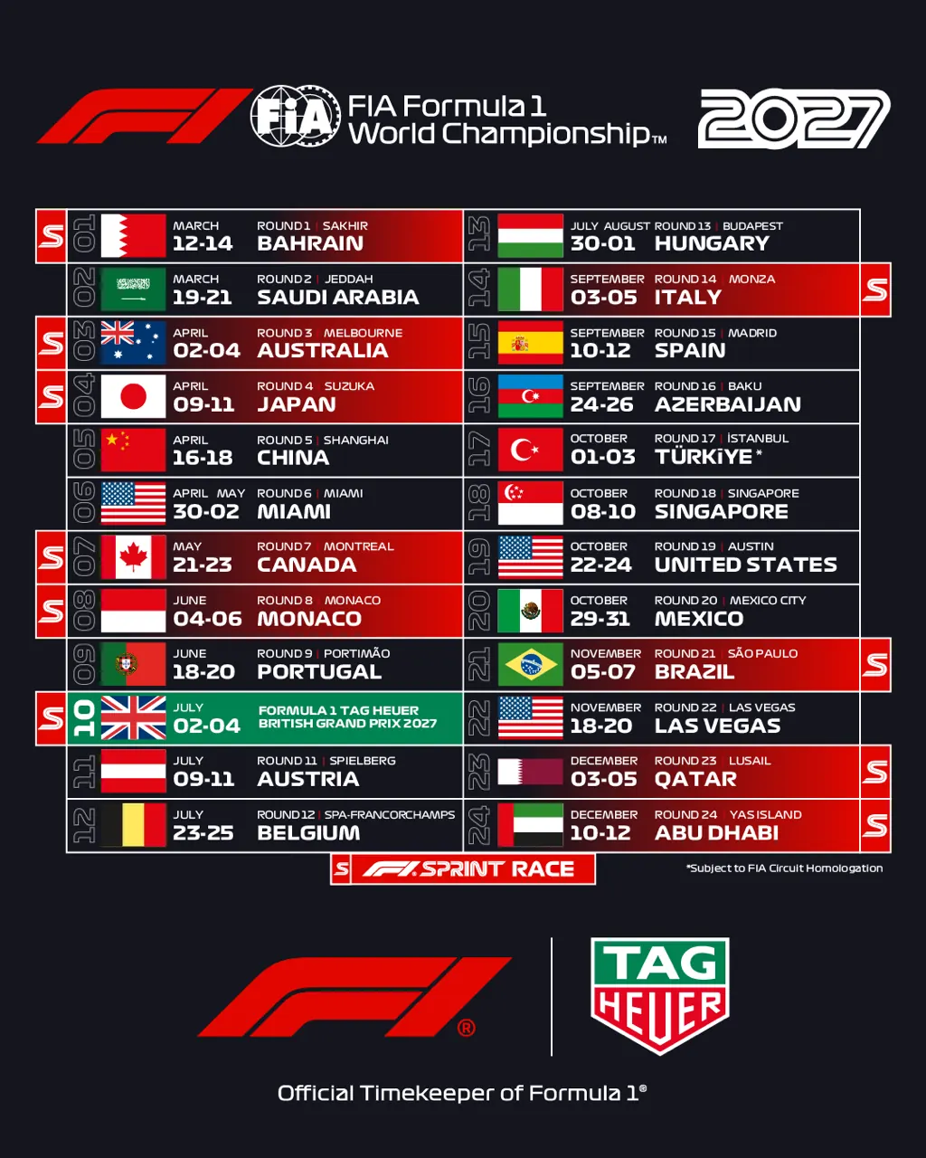TAG Heuer Formula 1 British Grand Prix 2027 Silverstone partnership announcement
