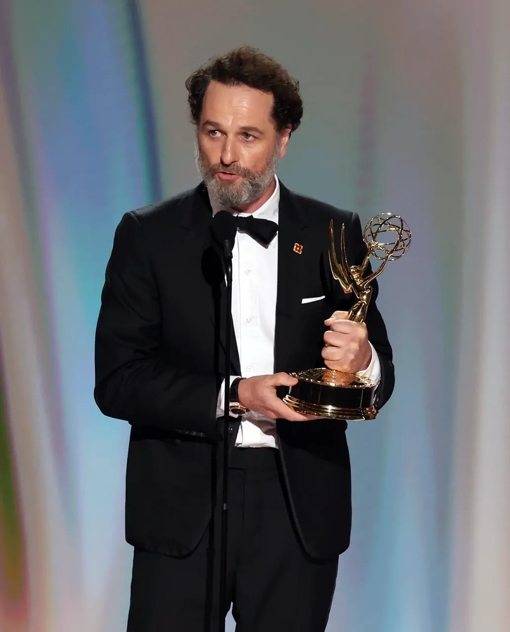Matthew Rhys wearing the Hublot Classic Fusion 3-Hands King Gold Pavé 38mm at the 78th Primetime Emmy Awards