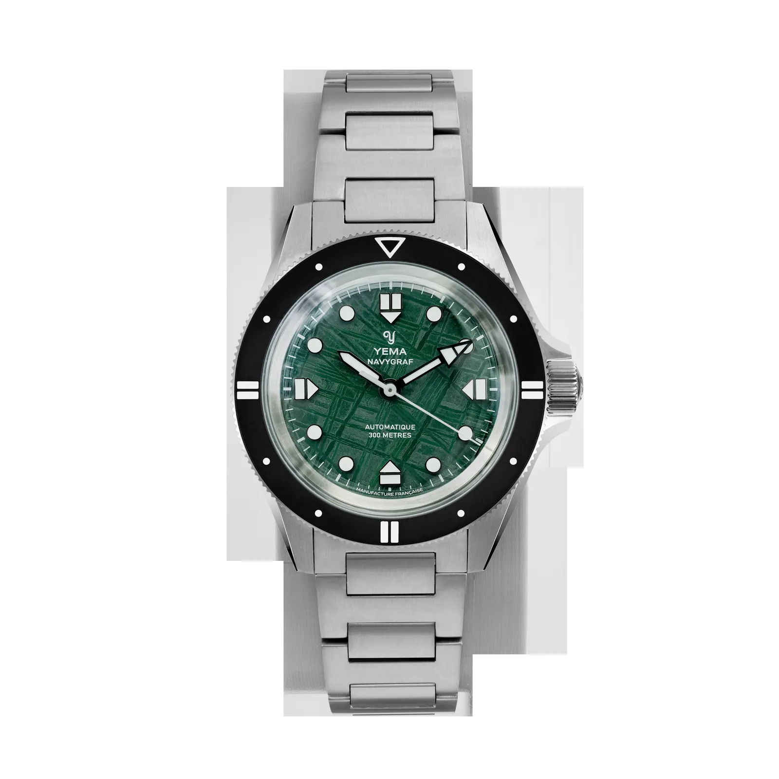 YEMA Navygraf Meteorite CMM.10 titanium case and Muonionalusta dial, front view