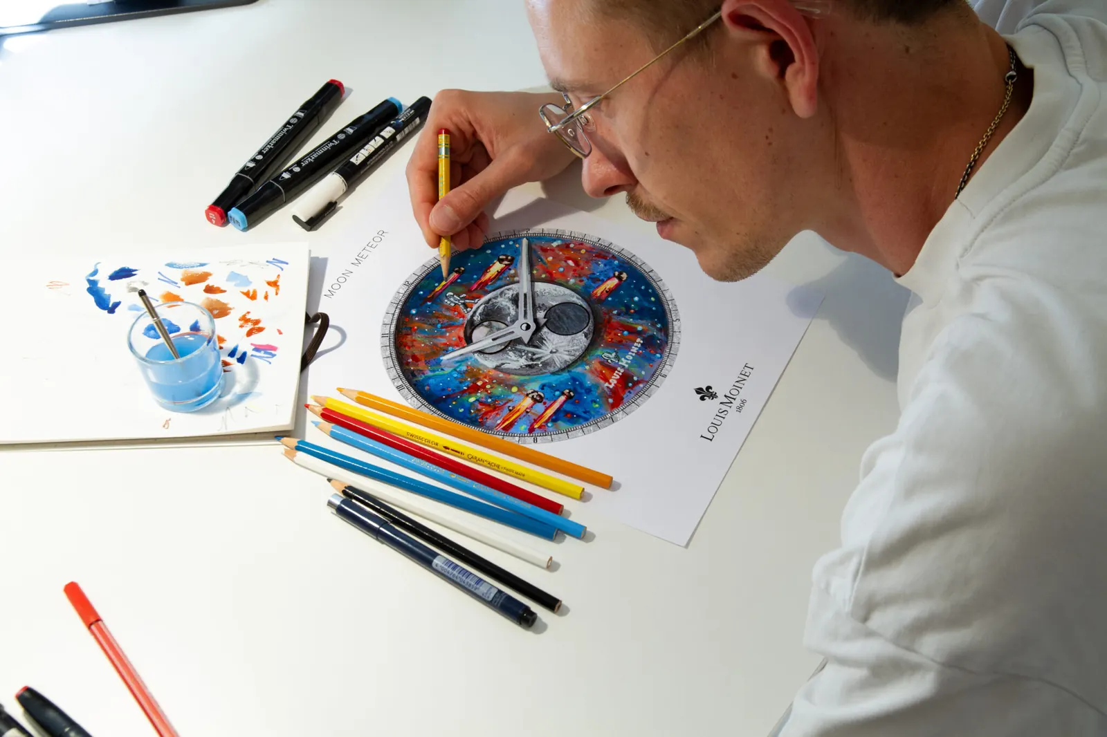 Louis Moinet Moon Meteor Muonionalusta meteorite flange with laser-engraved hour markers