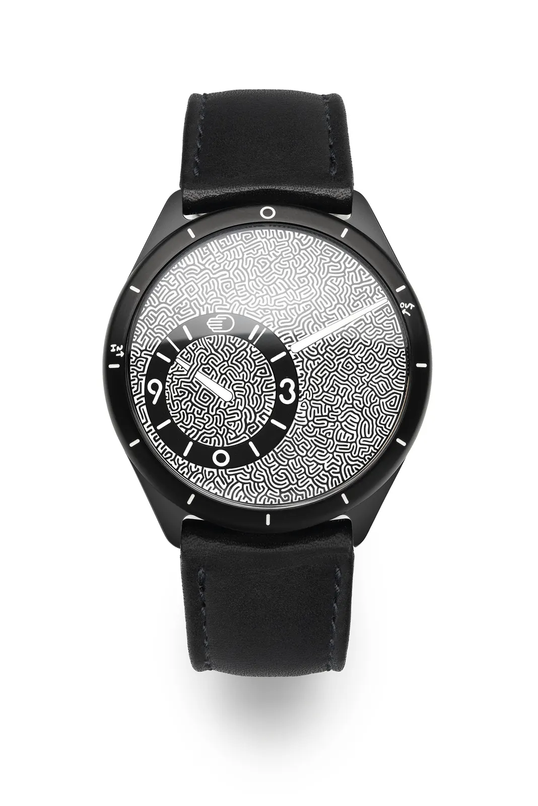 Ressence TYPE 9 JWB black titanium dial with hand-engraved labyrinth by Jules Wittock