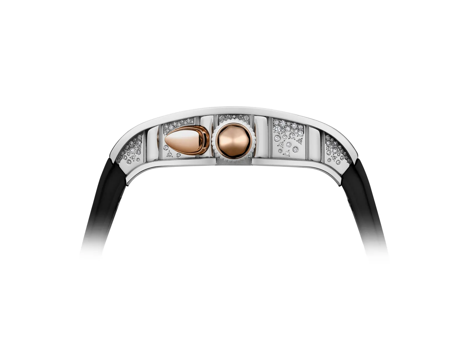 Richard Mille RM 037 white gold snow-set diamonds close-up