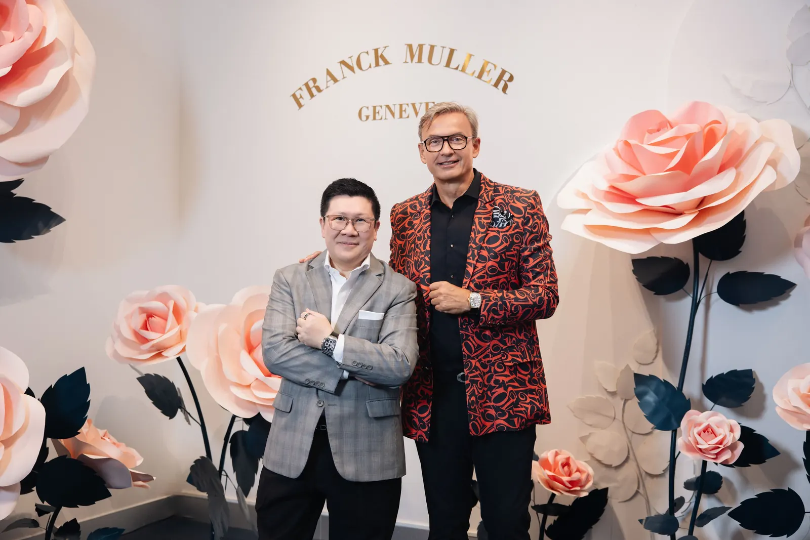Guests trying on the Franck Muller Vanguard Rose Skeleton at the Vietnam pop-up
