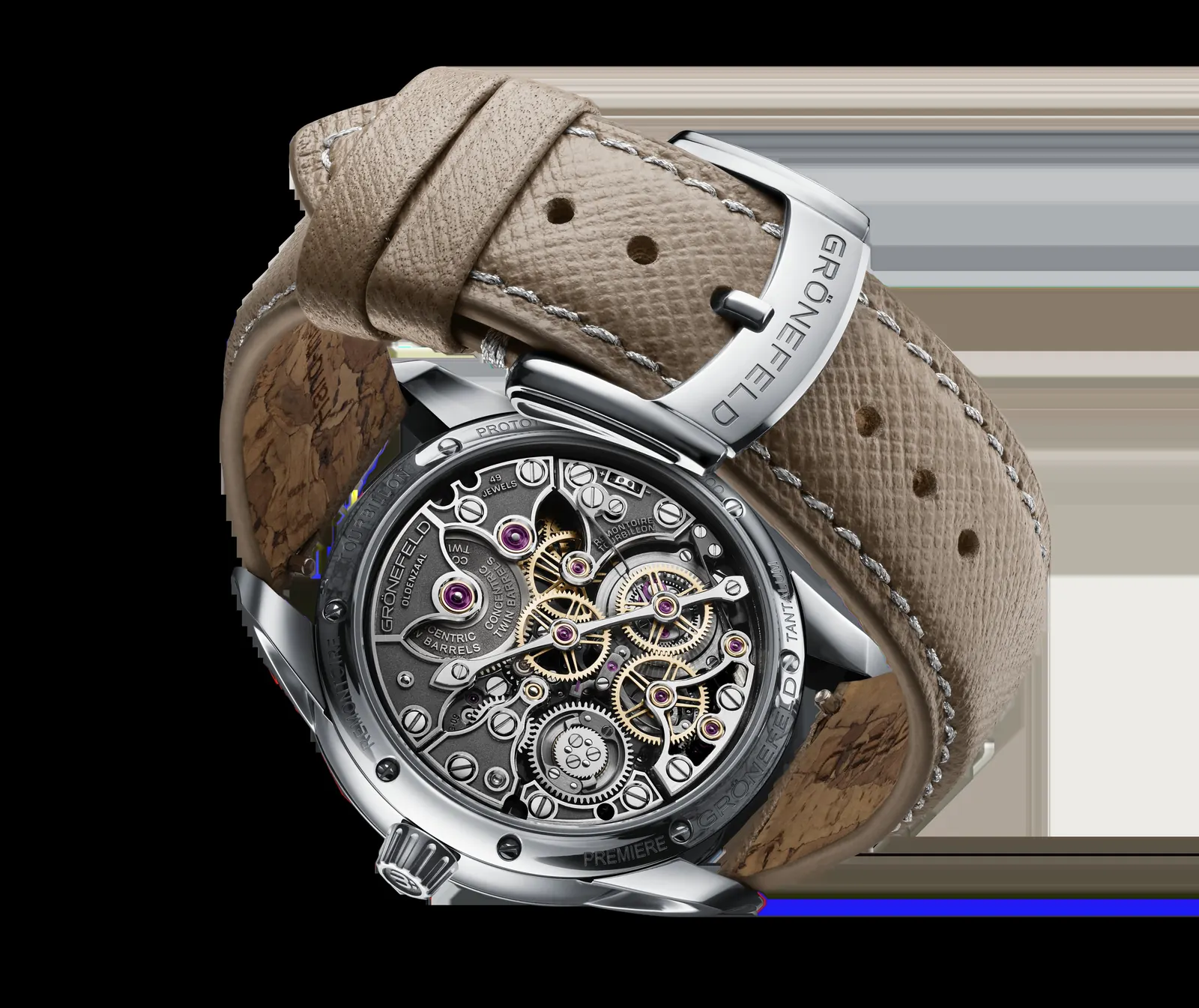 Grönefeld 1941 Quadrivium case back revealing 473-component movement with sapphire exhibition glass