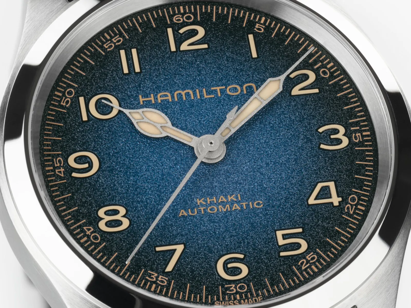 Hamilton Murph 38mm black leather strap variant with blue gradient dial