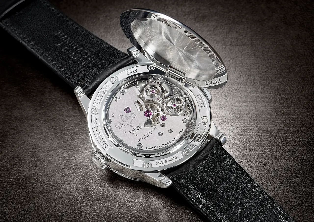 L.LEROY Vox Temporis calibre L601SQR minute repeater hammers visible through sapphire caseback