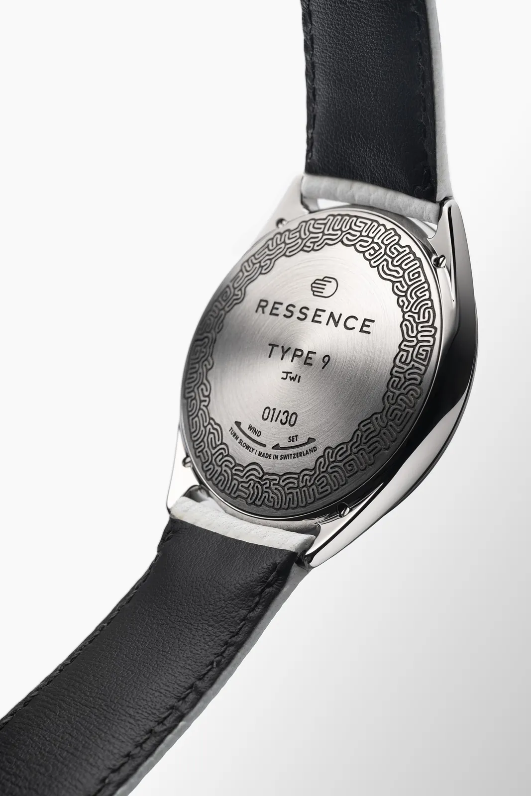 Close-up of 0.2 mm milled maze paths on Ressence TYPE 9 Grade 5 titanium dial