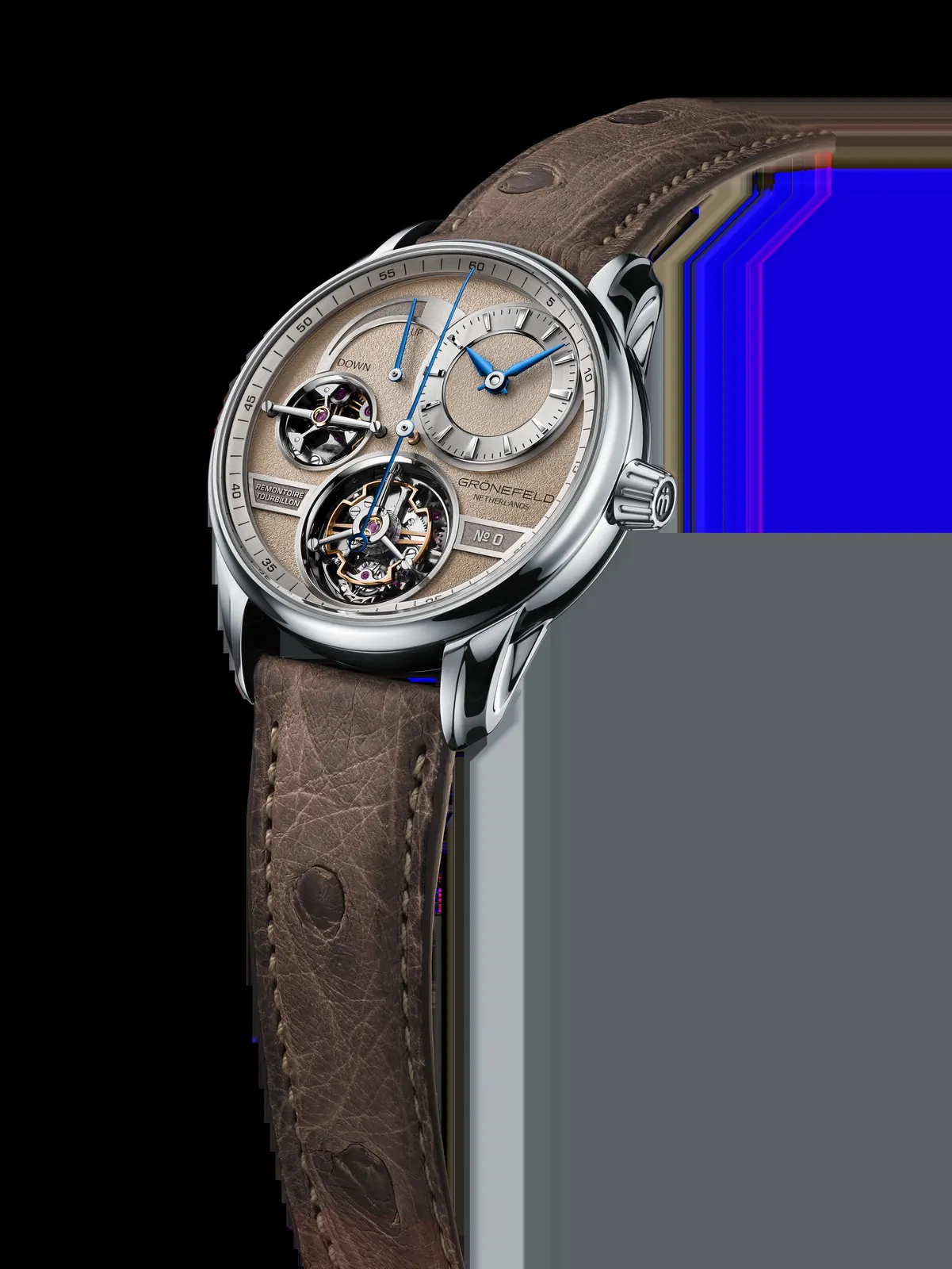 Grönefeld 1941 Quadrivium Tantalum Première Edition side profile showing 40 mm case and 11.3 mm height