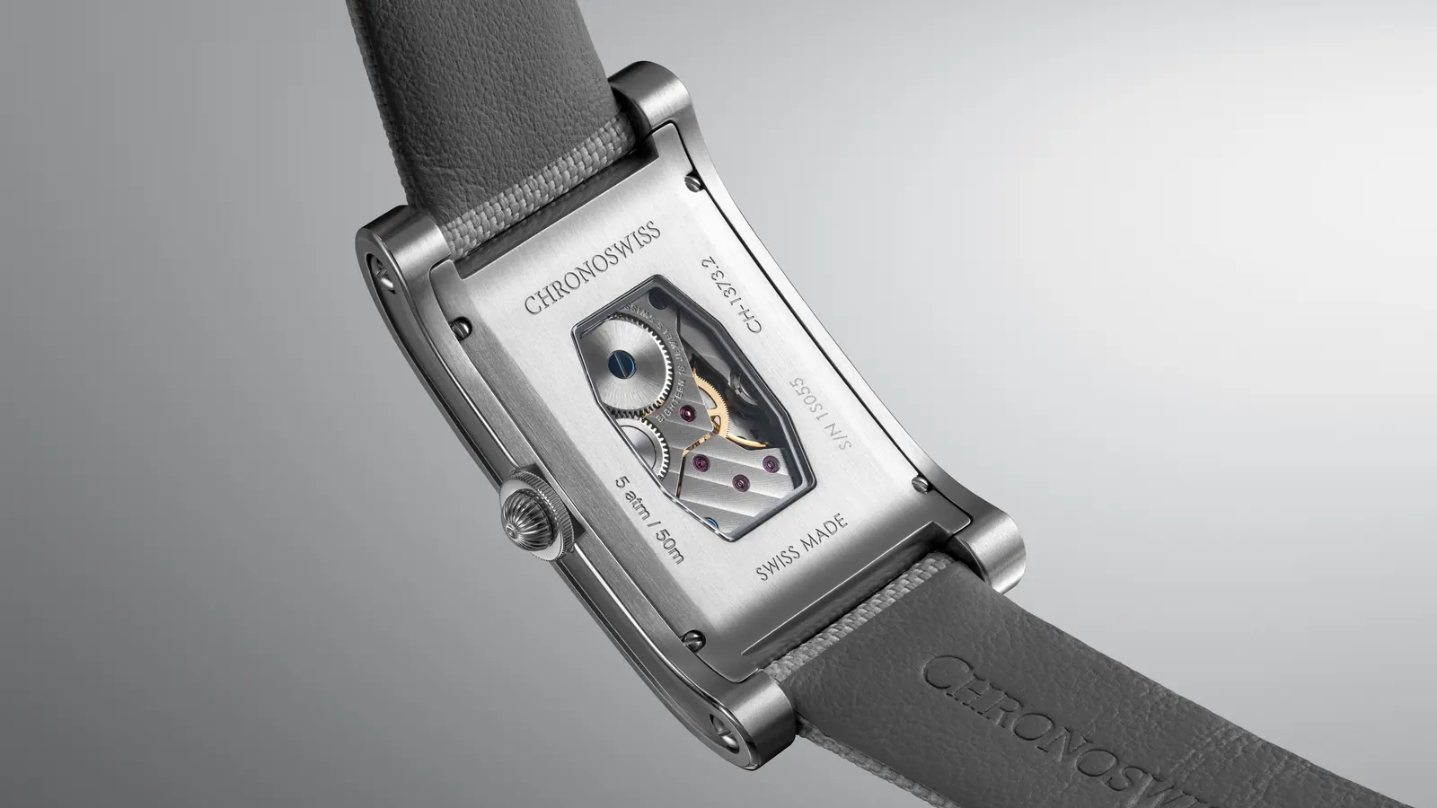 Chronoswiss Neo Digiteur Pastel Code rectangular stainless-steel case side profile