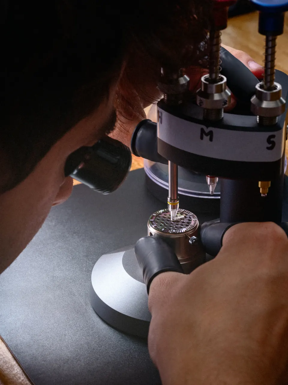 MARLI Timepieces finished watch head with gem-set bezel and polished surfaces
