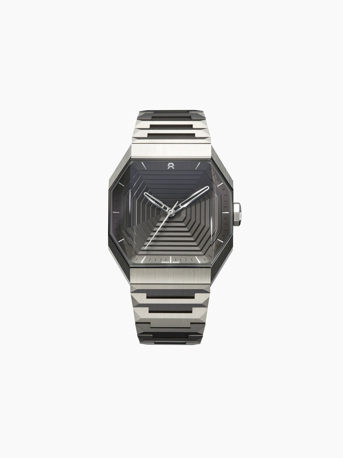 ALTO ART 02, front view, anthracite dial and integrated titanium bracelet