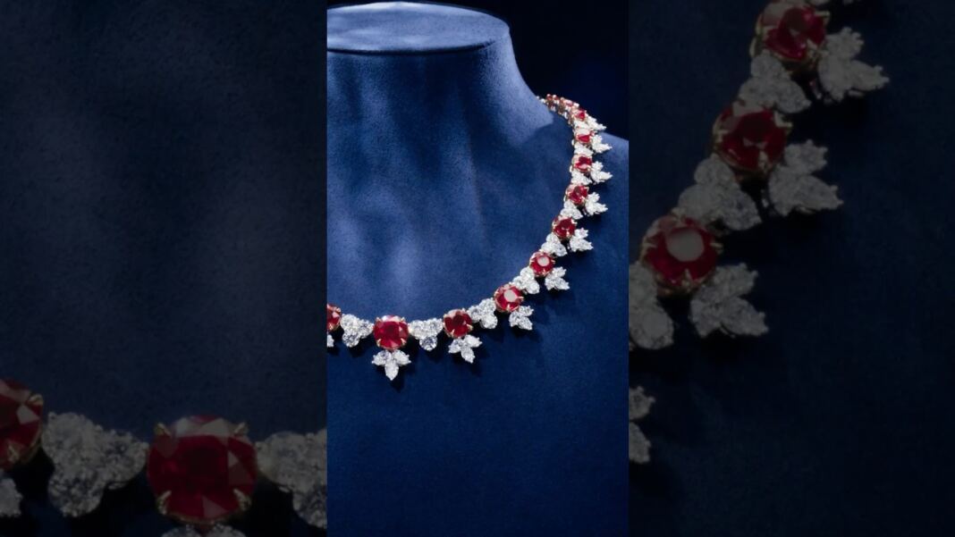 Harry Winston Ruby and Diamond Cluster Necklace Masterpiece