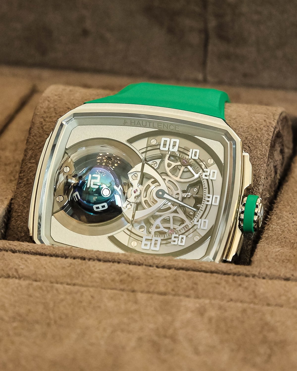 Hautlence Vagabonde with green strap at Geneva Watch Days 2026
