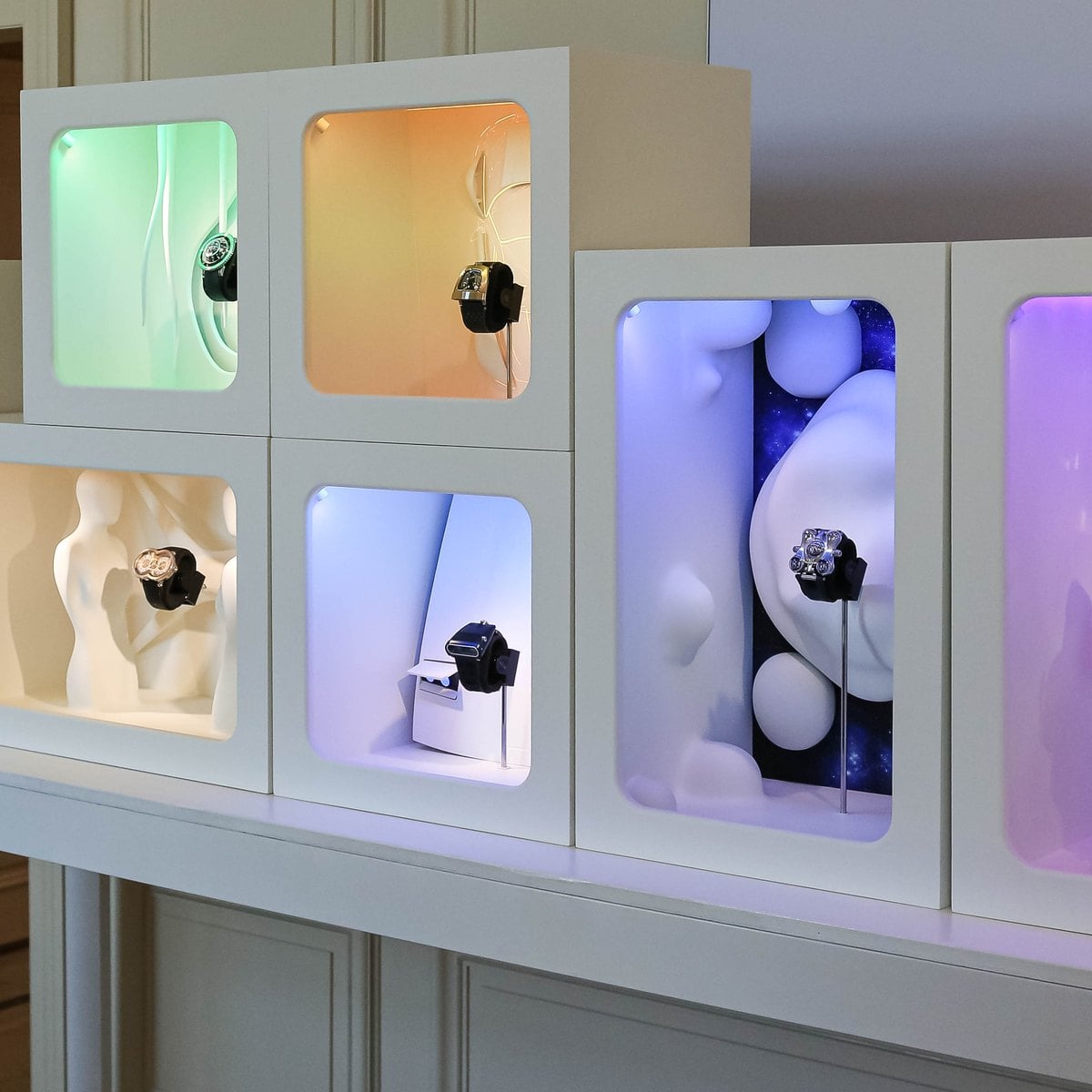 MB&F illuminated display boxes at Geneva Watch Days 2026