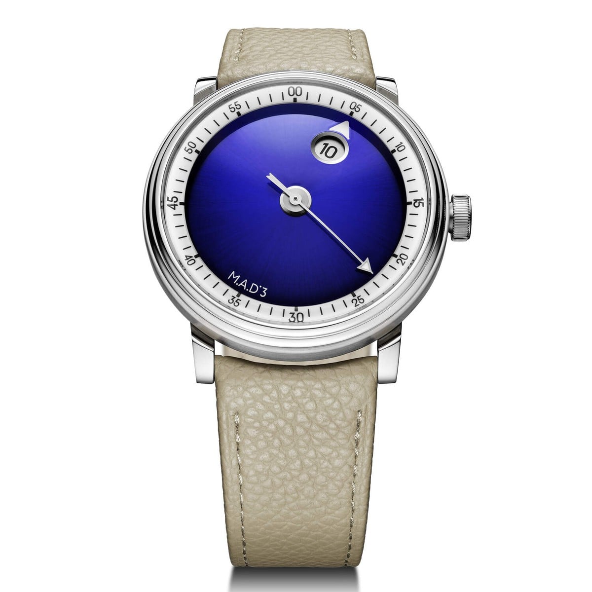 M.A.D.Editions M.A.D.3 Vincent Calabrese with blue sunburst dial and wandering jumping hour, official image
