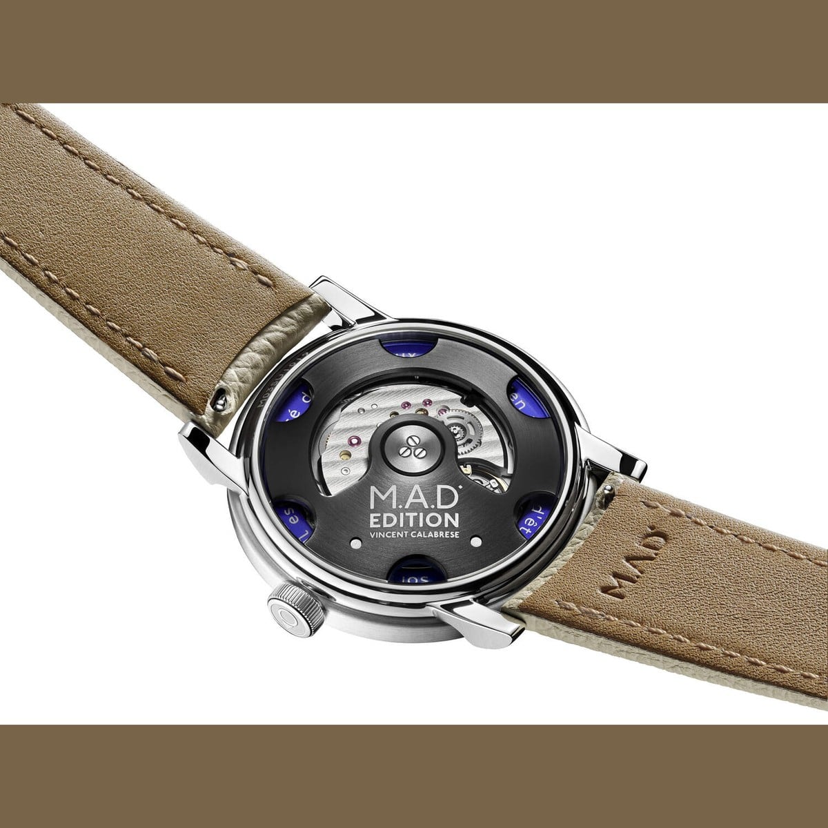 M.A.D.Editions M.A.D.3 Vincent Calabrese caseback with La Joux-Perret G111 movement and rotor, official image