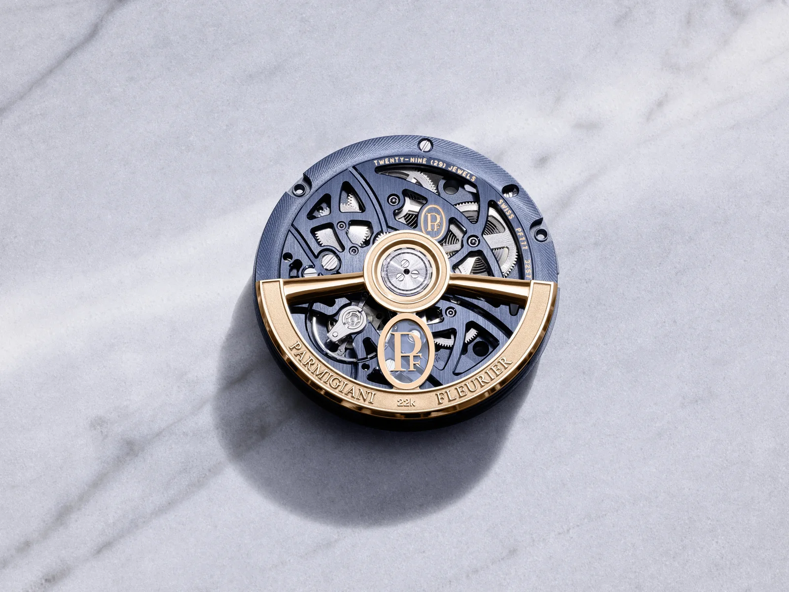 Openworked Parmigiani Fleurier calibre PF777 with 22-carat rose gold oscillating weight