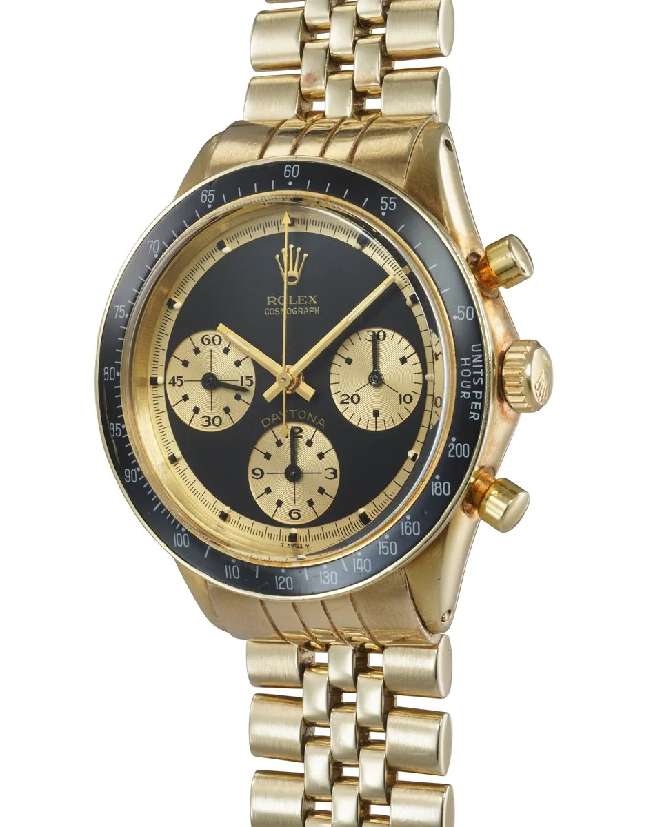 Rolex Cosmograph Daytona Ref. 6241 John Player Special in 14k yellow gold with black Paul Newman dial, circa 1969