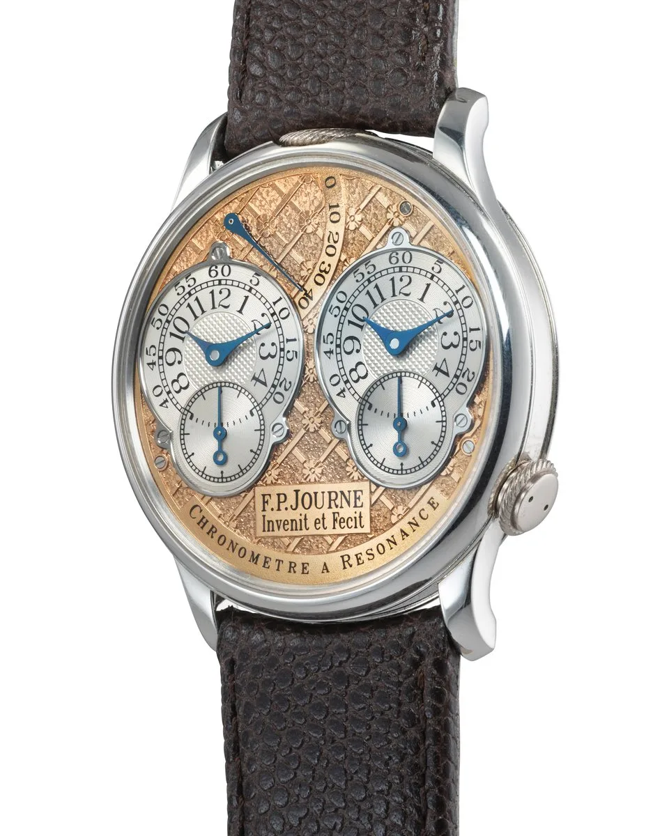 F.P. Journe Chronomètre à Résonance Régence in platinum with hand-engraved pink gold dial, 2002